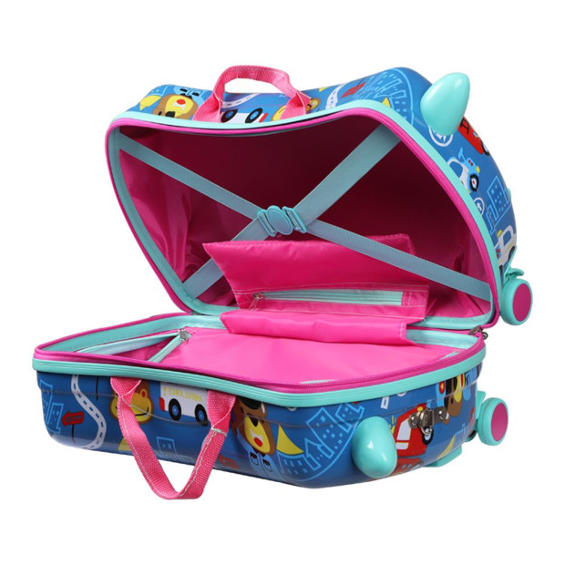 Kids Ride On Suitcase Children Travel Luggage Carry Bag - Cars Image 4