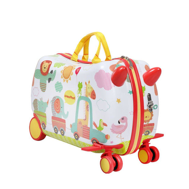 Kids Ride On Suitcase Children Travel Luggage Carry Bag - Zoo Image 2