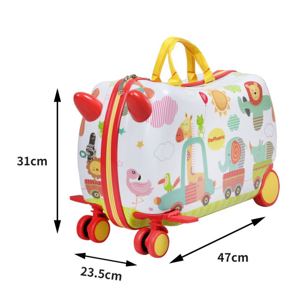 Kids Ride On Suitcase Children Travel Luggage Carry Bag - Zoo Image 3
