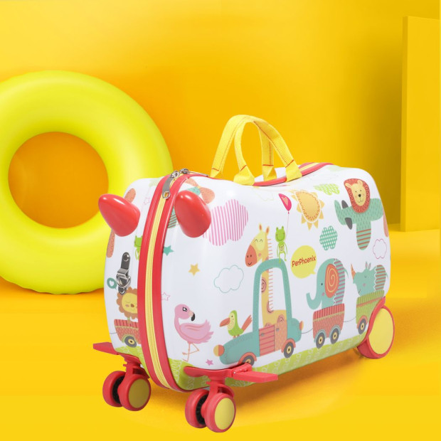 Kids Ride On Suitcase Children Travel Luggage Carry Bag - Zoo Image 7