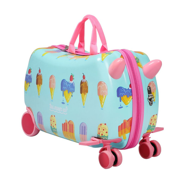 Kids Ride On Suitcase Children Travel Luggage Carry Bag Ice Cream Image 2