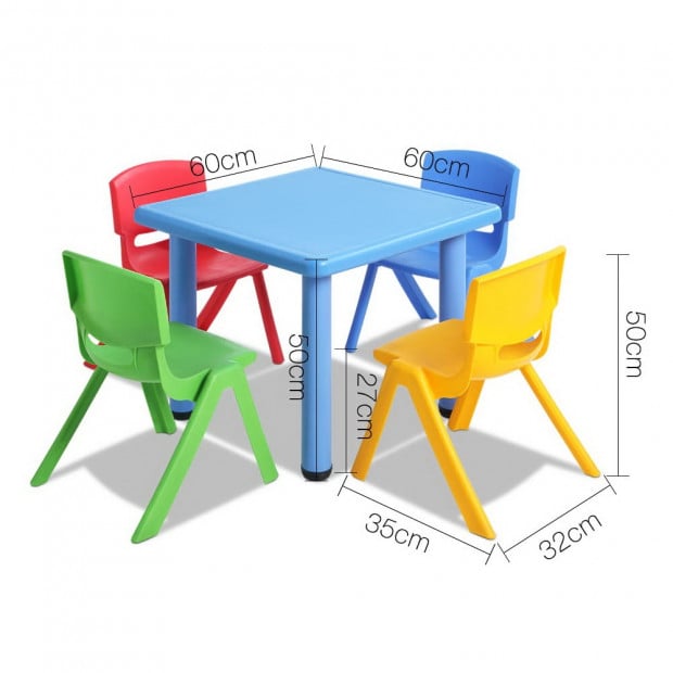 5 Pcs - Kids Table and Chairs Playset - Blue Image 2