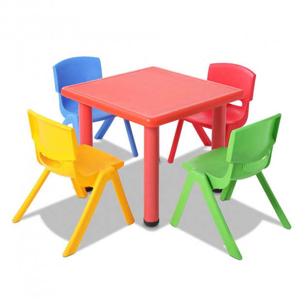 5 Pcs - Kids Table and Chairs Playset - Red