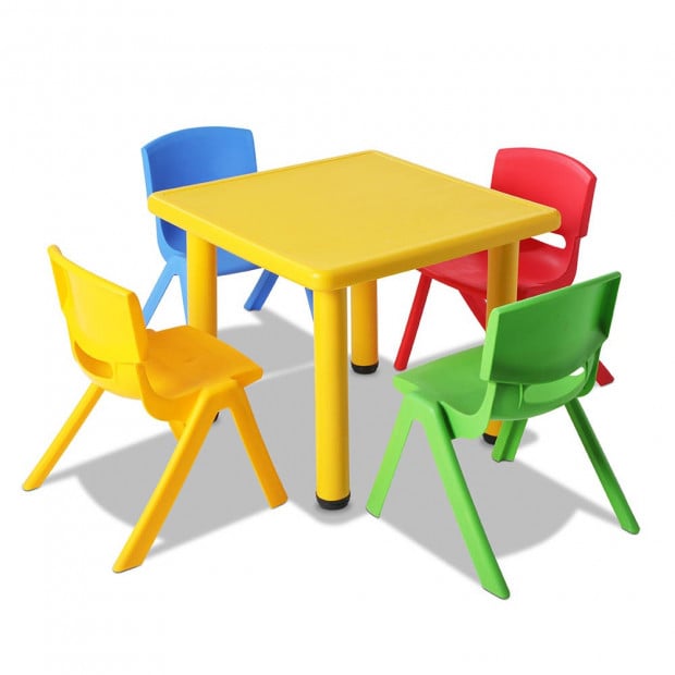 5 Pcs - Kids Table and Chairs Playset - Yellow