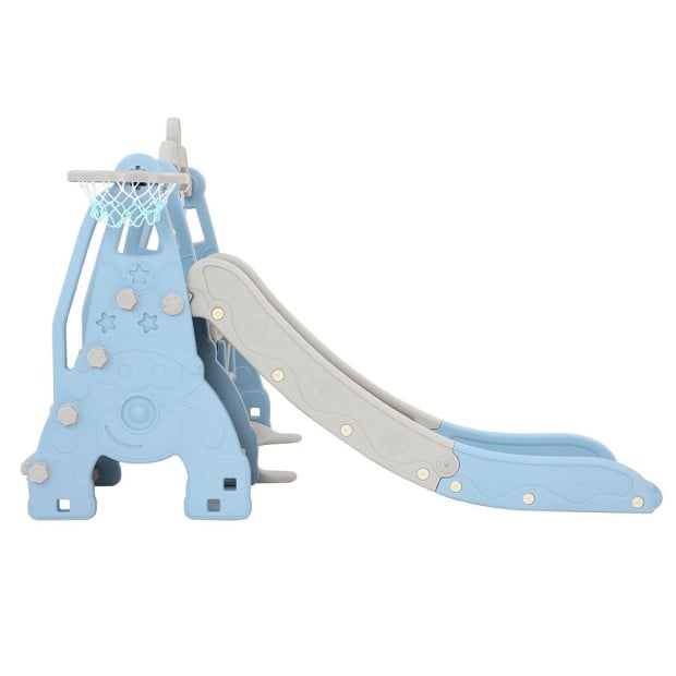 Kids Slide 170cm Swing Basketball Hoop Toddlers Playset Blue Image 4