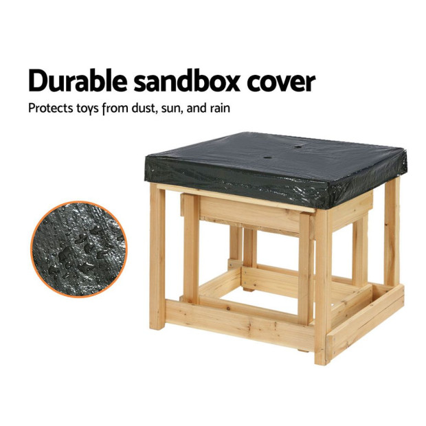 Kids Sandpit Sand Water Wooden Table w/ Cover Outdoor Pit Toys Image 7