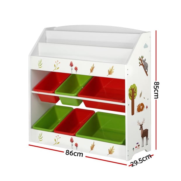 Kids Bookshelf Toy Box Organiser 6 Bins Display Shelf Storage Box Image 2
