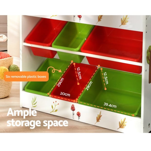 Kids Bookshelf Toy Box Organiser 6 Bins Display Shelf Storage Box Image 6