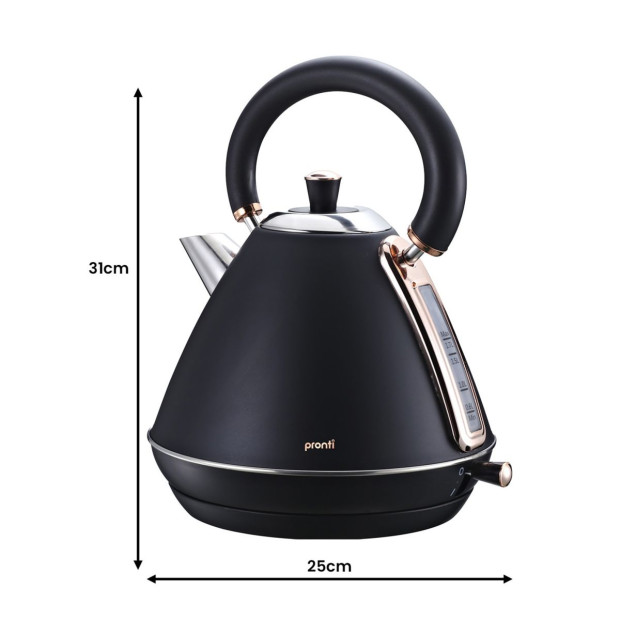 Pronti 3-in-1 Black Breakfast Set Kettle, 4-Slice Toaster and Pronti HomeMaid Coffee Machine Appliance Combo Image 6