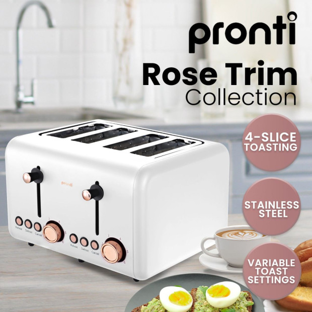 Pronti 3-in-1 White Breakfast Set Kettle, 4-Slice Toaster and Pronti HomeMaid Coffee Machine Appliance Combo Image 4