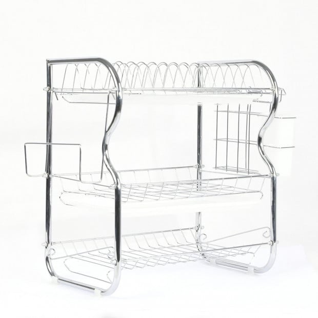 3 Tier Stainless Steel Dish Rack Draine Kitchen Storage Cup Holder