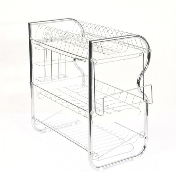 3 Tier Stainless Steel Dish Rack Draine Kitchen Storage Cup Holder Image 5