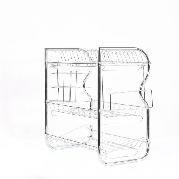 3 Tier Stainless Steel Dish Rack Draine Kitchen Storage Cup Holder Image 6