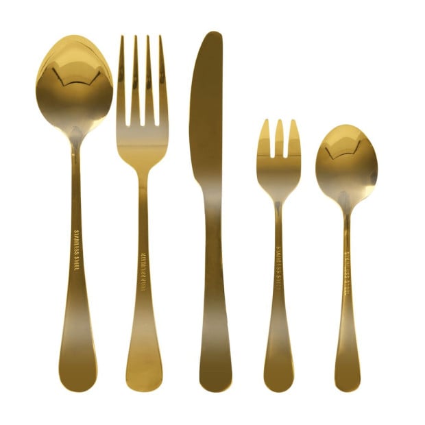 Stainless Steel Cutlery Set Knife Fork Spoon Gold Tableware 30PCS Image 2