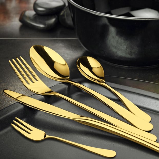 Stainless Steel Cutlery Set Knife Fork Spoon Gold Tableware 30PCS Image 7