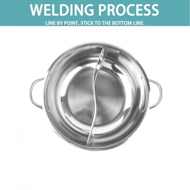 36cm Stainless Steel Mandarin Duck Hot Pot Induction Cookware w/ Lid Image 7