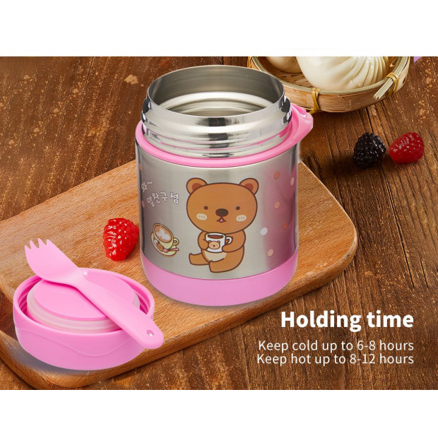 Funtainer Kids S/Steel 290ml Vacuum Insulated Food Jar Pink Baby Image 5