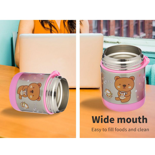 Funtainer Kids S/Steel 290ml Vacuum Insulated Food Jar Pink Baby Image 8