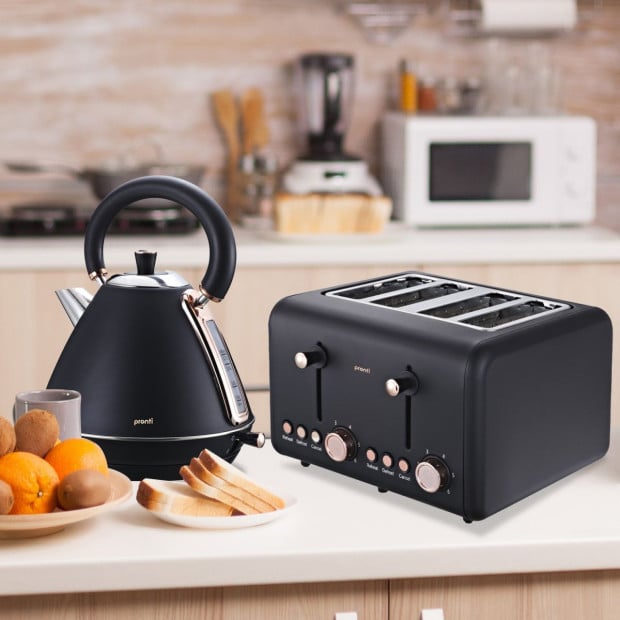 Pronti 1.7L Rose Trim Collection Kettle - Black Image 11