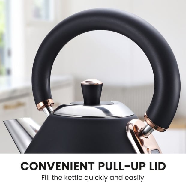 Pronti 1.7L Rose Trim Collection Kettle - Black Image 4