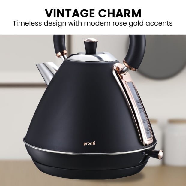 Pronti 1.7L Rose Trim Collection Kettle - Black Image 5