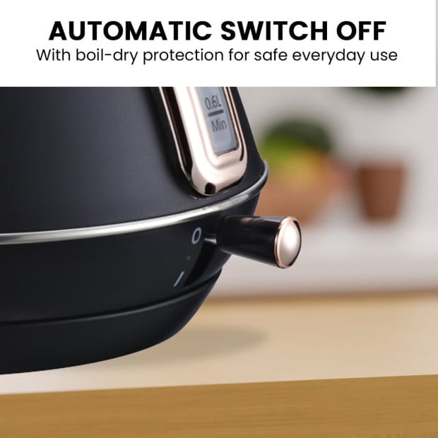 Pronti 1.7L Rose Trim Collection Kettle - Black Image 6