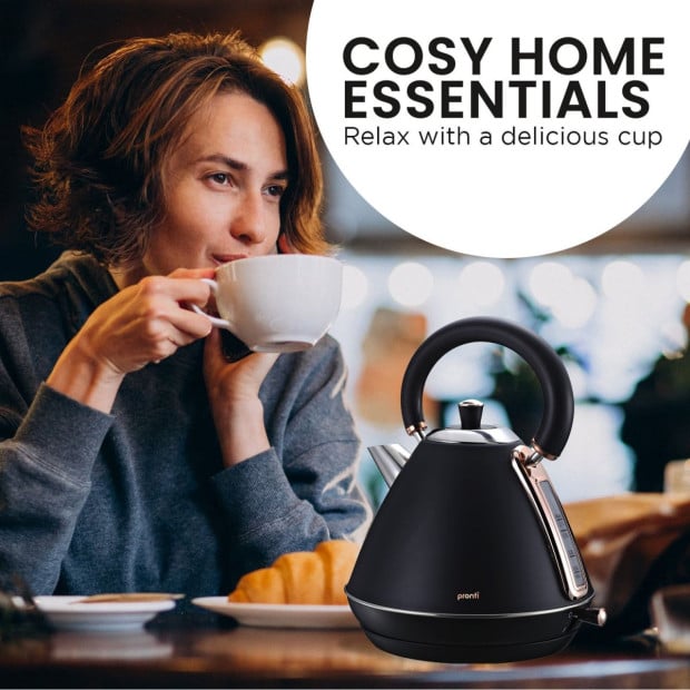 Pronti 1.7L Rose Trim Collection Kettle - Black Image 9
