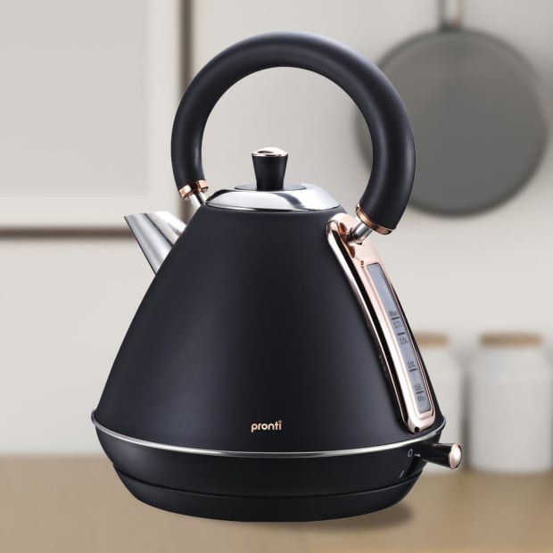 Pronti 1.7L Rose Trim Collection Kettle - Black Image 10