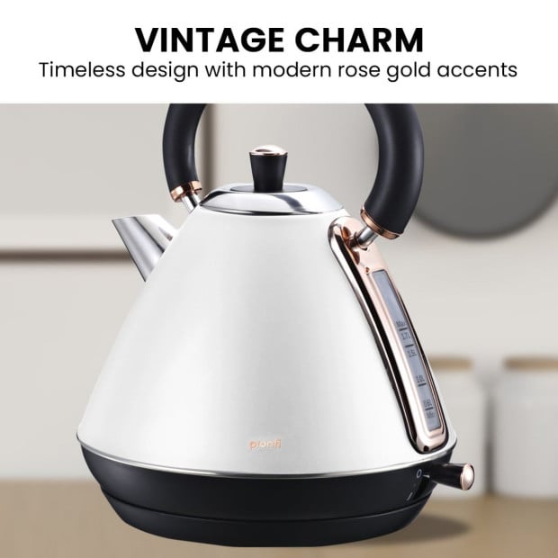 Pronti 1.7L Rose Trim Collection Kettle - White Image 5