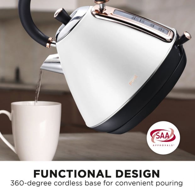 Pronti 1.7L Rose Trim Collection Kettle - White Image 8