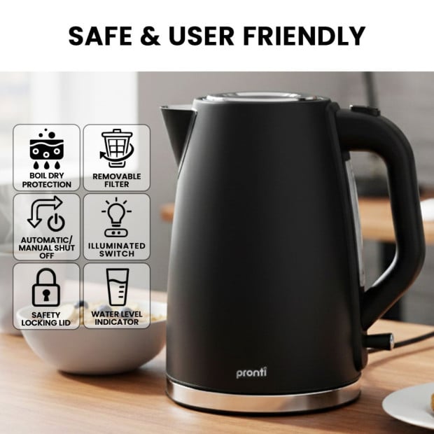Pronti Silver Noir Collection 1.7L Electric Kettle Image 8