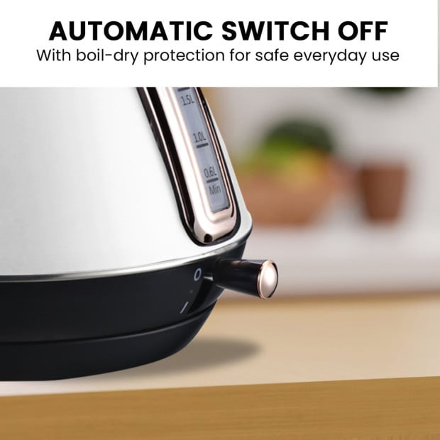 Pronti Rose Trim Collection Toaster & Kettle Bundle - White Image 11