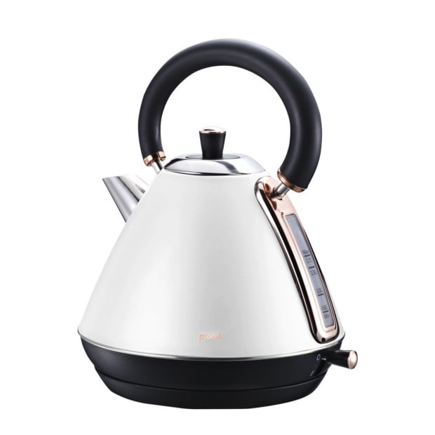 Pronti Rose Trim Collection Toaster & Kettle Bundle - White Image 3