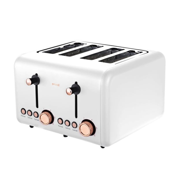 Pronti Rose Trim Collection Toaster & Kettle Bundle - White Image 4