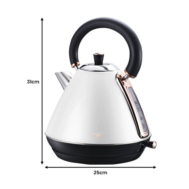 Pronti Rose Trim Collection Toaster & Kettle Bundle - White Image 5