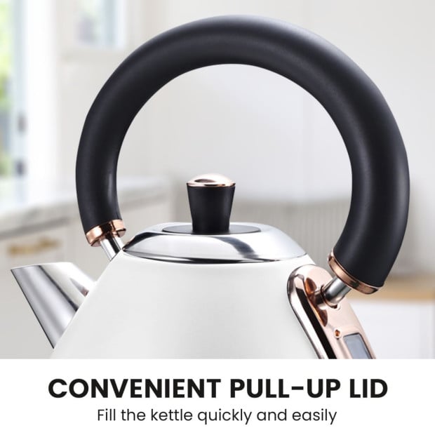 Pronti Rose Trim Collection Toaster & Kettle Bundle - White Image 9