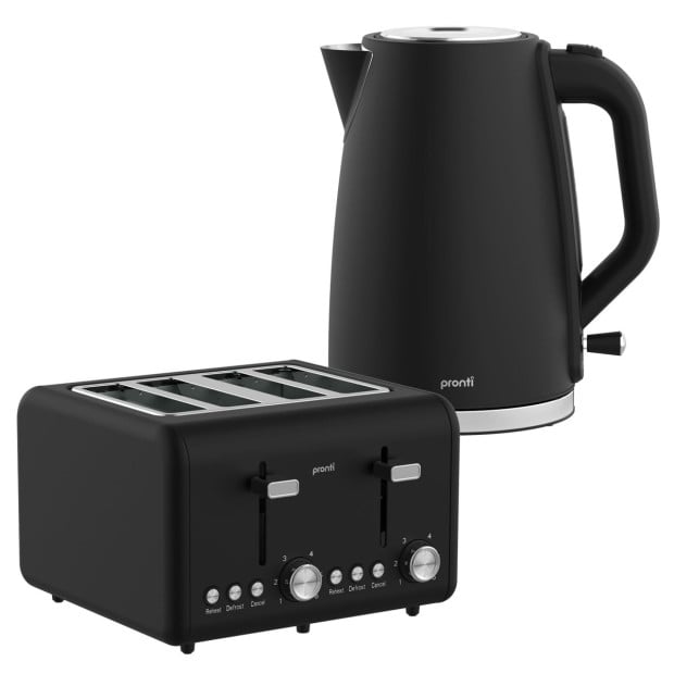 Pronti Silver Noir Collection 4 Slice Toaster and Kettle Bundle Image 2