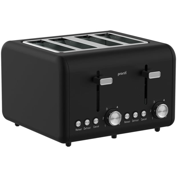 Pronti Silver Noir Collection 4 Slice Toaster and Kettle Bundle Image 3