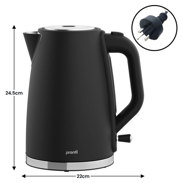 Pronti Silver Noir Collection 4 Slice Toaster and Kettle Bundle Image 5