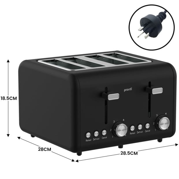 Pronti Silver Noir Collection 4 Slice Toaster and Kettle Bundle Image 6