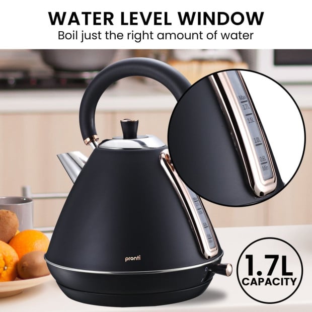 Pronti Silver Noir Collection 4 Slice Toaster and Kettle Bundle Image 10