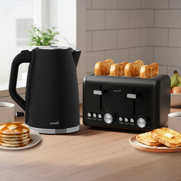 Pronti Silver Noir Collection 4 Slice Toaster and Kettle Bundle Image 17