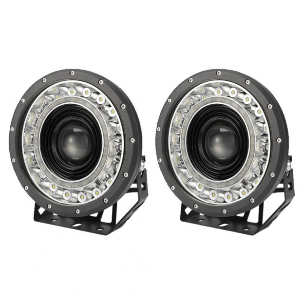 Pair 9 inch CREE LED Driving Lights Spot Round Black 4x4 SUV