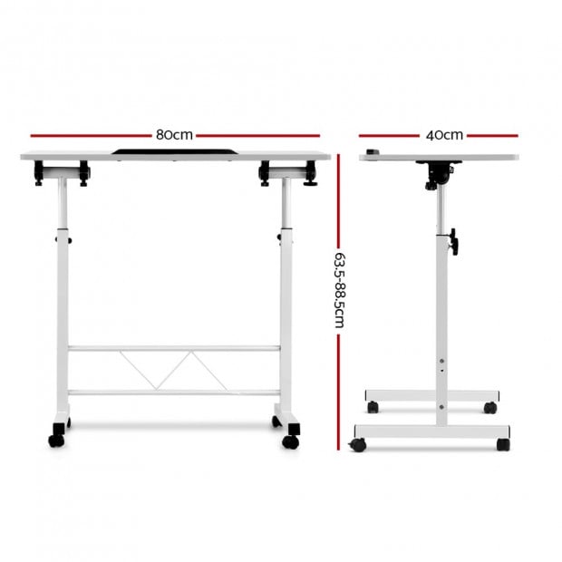 Portable Mobile Laptop Desk Study Height Adjustable Table White Image 2