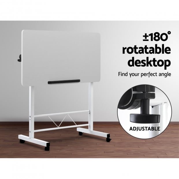 Portable Mobile Laptop Desk Study Height Adjustable Table White Image 5