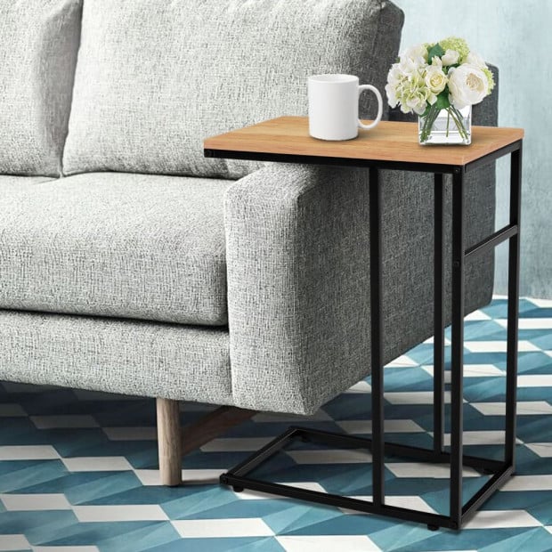 Coffee Side Table Laptop Desk Bedside End Tables Wooden Metal Frame Image 7