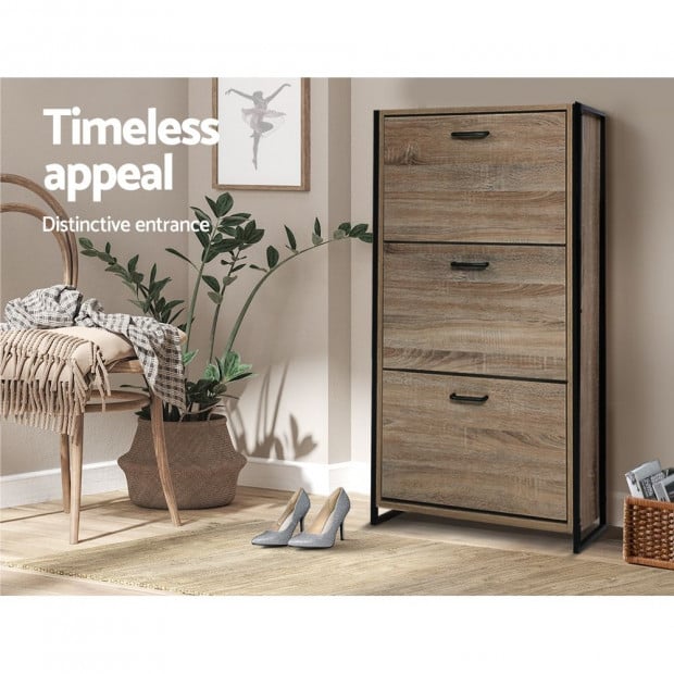 Shoe Cabinet Rack Wooden Organiser Up to 24 Pairs Shelf Cupboard Image 3