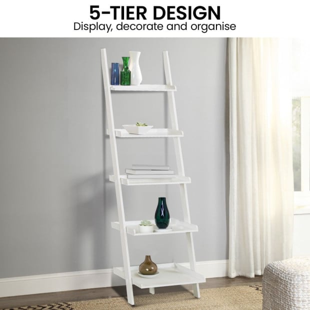 Sarantino Aster 5-Tier Ladder Shelf - White Image 11