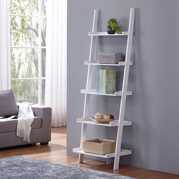 Sarantino Aster 5-Tier Ladder Shelf - White Image 8