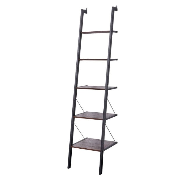 Sarantino Amelia 5-Tier Ladder Shelf in Walnut Image 2
